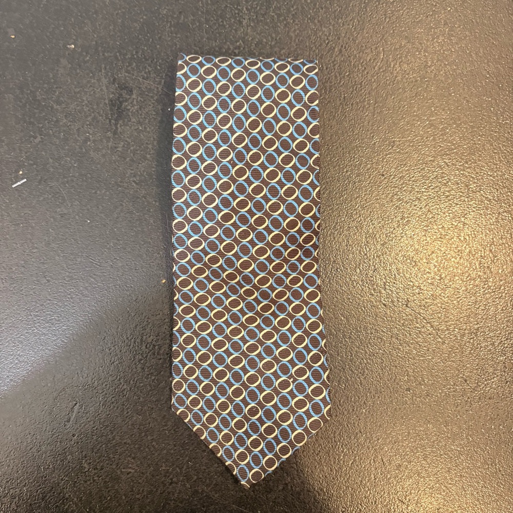 Tommy Hilfiger Neck Tie Blue Gray Two Tone Silk Geometric Length 56" Width 3.75"